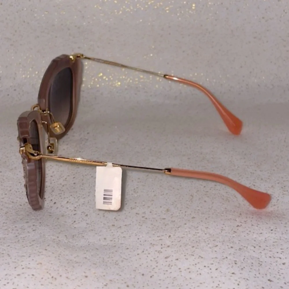New Miu Miu MU04QS TV1-4K0 Matte Pink Butterfly Stone Frame Sunglasses Shades - Picture 7 of 15